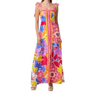 Trina Turk Cami Sleeveless Maxi Dress Sz 6 Silk Soie Paradis NWT